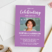 Lavender Celebration of Life with Photo Memorial Kaart