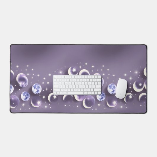 Lavender Celestial Moon Dreamy Glow Bureaumat (Keyboard & Muis)