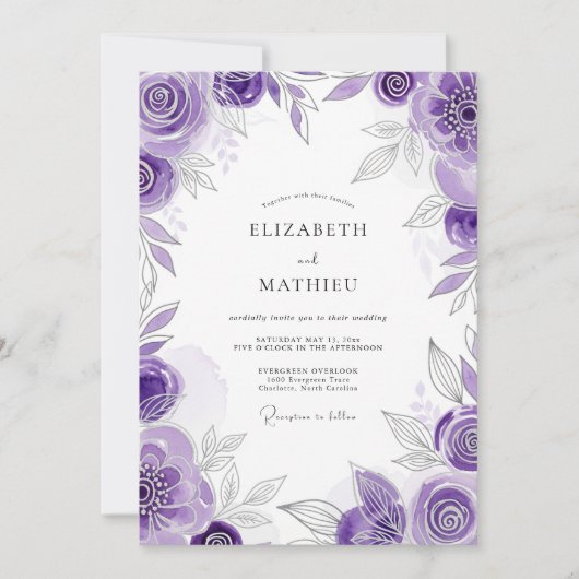 Lavender Celestial Spring Wedding Kaart (Voorkant)