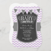 Lavender Chalkboard Chevron Baby shower Invite Kaart (Voorkant / Achterkant)