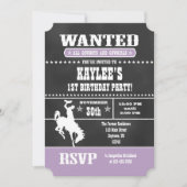 Lavender Chalkboard Cowboy Birthday Uitnodiging (Voorkant)