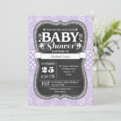 Lavender Chalkboard Floral Baby shower Invite Kaart (Staand voorkant)