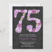 Lavender chalkboard uitnodiging voor 75e verjaarda (Voorkant)