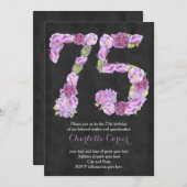 Lavender chalkboard uitnodiging voor 75e verjaarda (Voorkant / Achterkant)