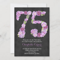 Lavender chalkboard uitnodiging voor 75e verjaarda