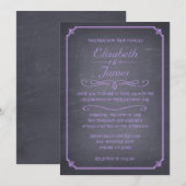Lavender  Chalkboard Wedding Invitations Kaart (Voorkant / Achterkant)