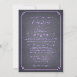 Lavender Chalkboard Wedding Invitations Kaart