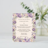 Lavender champagne cream floral wedding invitation (Staand voorkant)