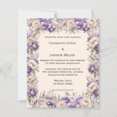 Lavender champagne cream floral wedding invitation (Voorkant)