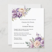 Lavender champagne cream floral wedding invitation (Voorkant)