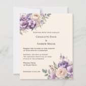 Lavender champagne cream floral wedding invitation (Voorkant)