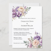 Lavender champagne cream floral wedding kaart (Voorkant)