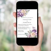 Lavender champagne cream floral wedding kaart