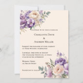 Lavender champagne cream floral wedding kaart (Voorkant)