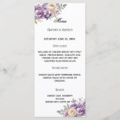 Lavender champagne cream floral wedding menu (Voorkant)