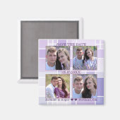 Lavender Checkered Photo Save the Date Magnet (Voorkant / Achterkant)