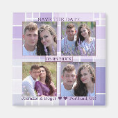 Lavender Checkered Photo Save the Date Magnet (Voorkant)