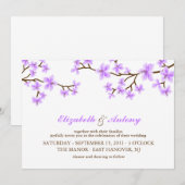 Lavender Cherry Blossom Wedding Kaart (Voorkant / Achterkant)