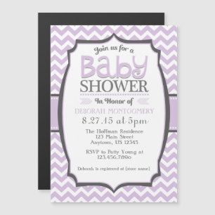 Lavender Chevron Magnetic Baby shower Invite Magnetische Uitnodiging
