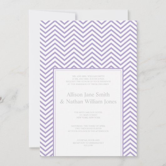 Lavender Chevron Print Wedding Uitnodiging (Voorkant)