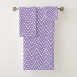 Lavender Chevron Striped Bathroom Towel set Bad Handdoek