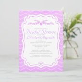 Lavender Chevron Stripes Bridal Shower Invitations Kaart (Staand voorkant)