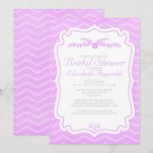 Lavender Chevron Stripes Bridal Shower Invitations Kaart (Voorkant / Achterkant)