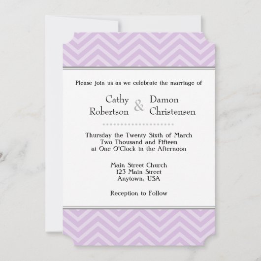 Lavender Chevron Wedding Invitations Kaart (Voorkant)
