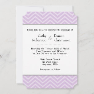 Lavender Chevron Wedding Invitations Kaart