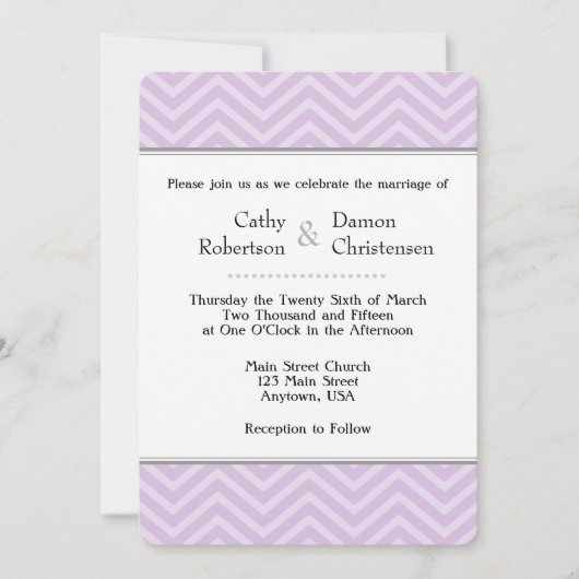 Lavender Chevron Wedding Invitations Kaart (Voorkant)