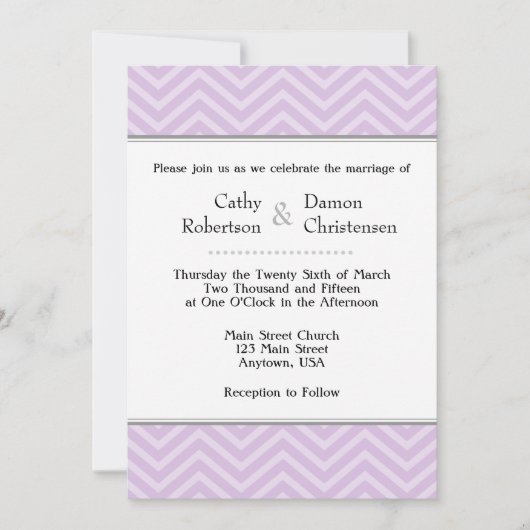 Lavender Chevron Wedding Invitations Kaart (Voorkant)