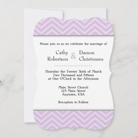 Lavender Chevron Wedding Invitations Kaart (Voorkant)