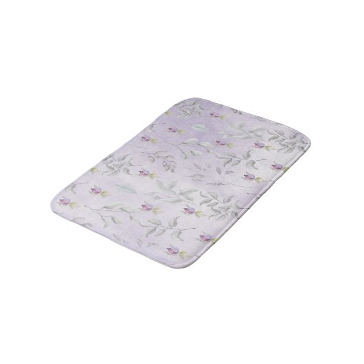 Lavender Chic Floral Leaves Pattern Badmat (Gekanteld)