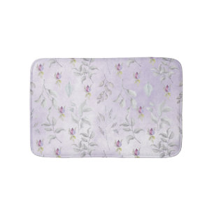Lavender Chic Floral Leaves Pattern Badmat