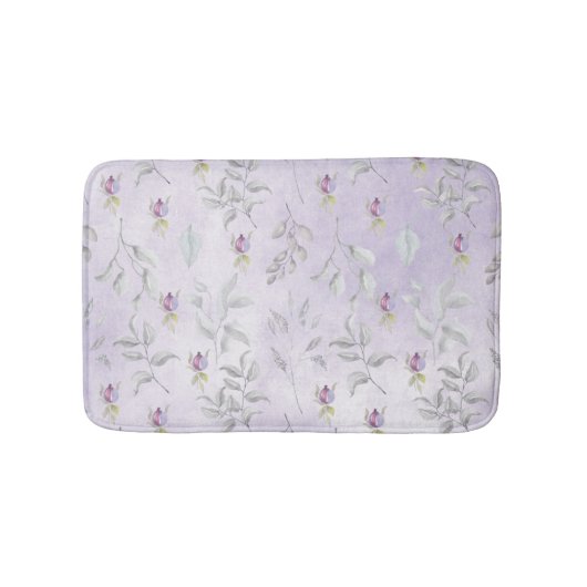 Lavender Chic Floral Leaves Pattern Badmat (Voorkant)