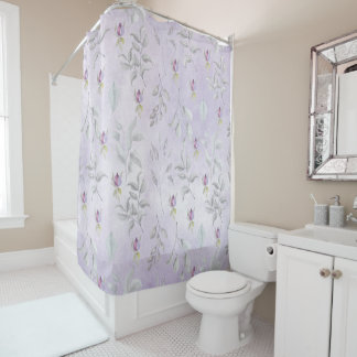 Lavender Chic Floral Leaves Pattern Douchegordijn