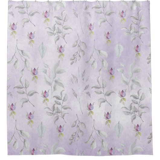 Lavender Chic Floral Leaves Pattern Douchegordijn (Voorkant)