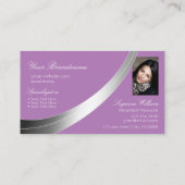 Lavender Chic Silver Decor met Monogram en Foto Visitekaartje (Achterkant)