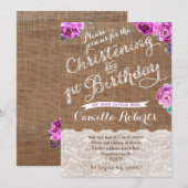 Lavender Christening en 1st Birthday nodigen kaart (Voorkant / Achterkant)