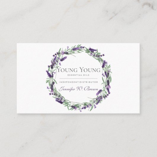 Lavender Circle Lijst Paars Elegant Floral Visitekaartje (Voorkant)