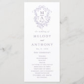 Lavender Classic Floral Crest Wedding Ceremony Programmakaart (Voorkant)