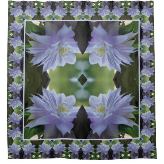 Lavender Clematis-bloem in de trallis Douchegordijn (Voorkant)