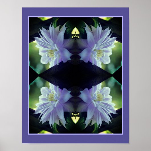 Lavender Clematis-bloem in Trellis Abstract Poster (Voorkant)