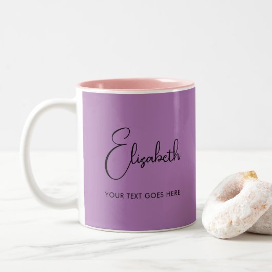 Lavender Coffee Mok Script Name Text Sjabloon (Met donut)
