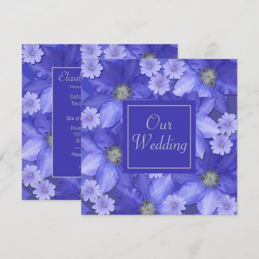 Lavender Colored Floral Wedding Kaart (Voorkant / Achterkant)
