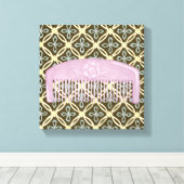 Lavender Comb over Chocolate Background Canvas Afdruk (Insitu (Houten vloer))