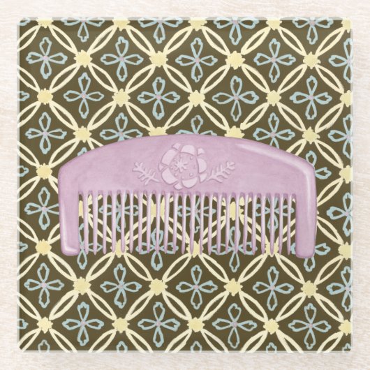 Lavender Comb over Chocolate Background Glazen Onderzetter (Voorkant)