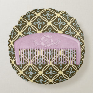Lavender Comb over Chocolate Background Rond Kussen