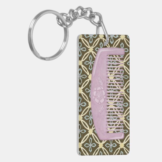 Lavender Comb over Chocolate Background Sleutelhanger (Voorkant Links)