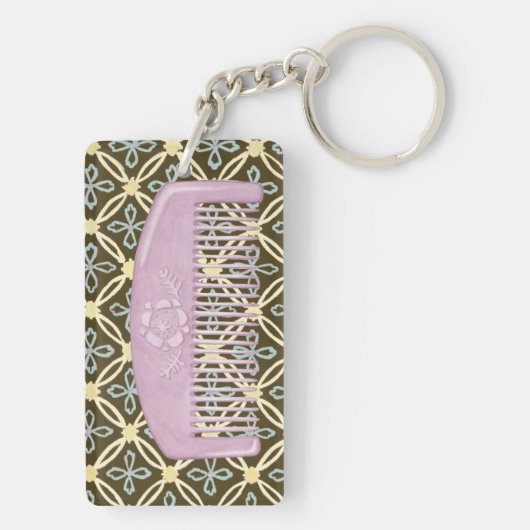 Lavender Comb over Chocolate Background Sleutelhanger (achterkant)